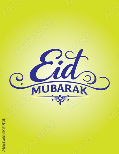 Eid Mubarak Typography on Green Background