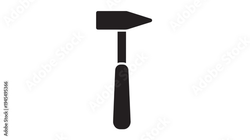 Hammer silhouette icon with a square head and rounded handle for construction and repair tasks. featuring black and white, tool, carpentry with DIY