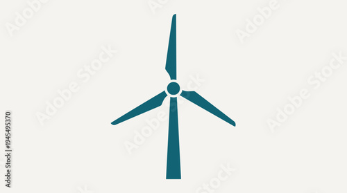 Minimalist flat vector illustration of a wind turbine, symbolizing clean, sustainable, and renewable energy for a greener future