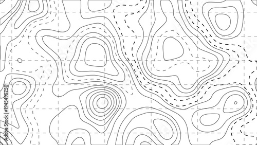 Abstract Topographic Contour Line Pattern Background Minimal Black and White Map Style Terrain Lines Geographic Elevation Concept Modern Cartography Inspired Design