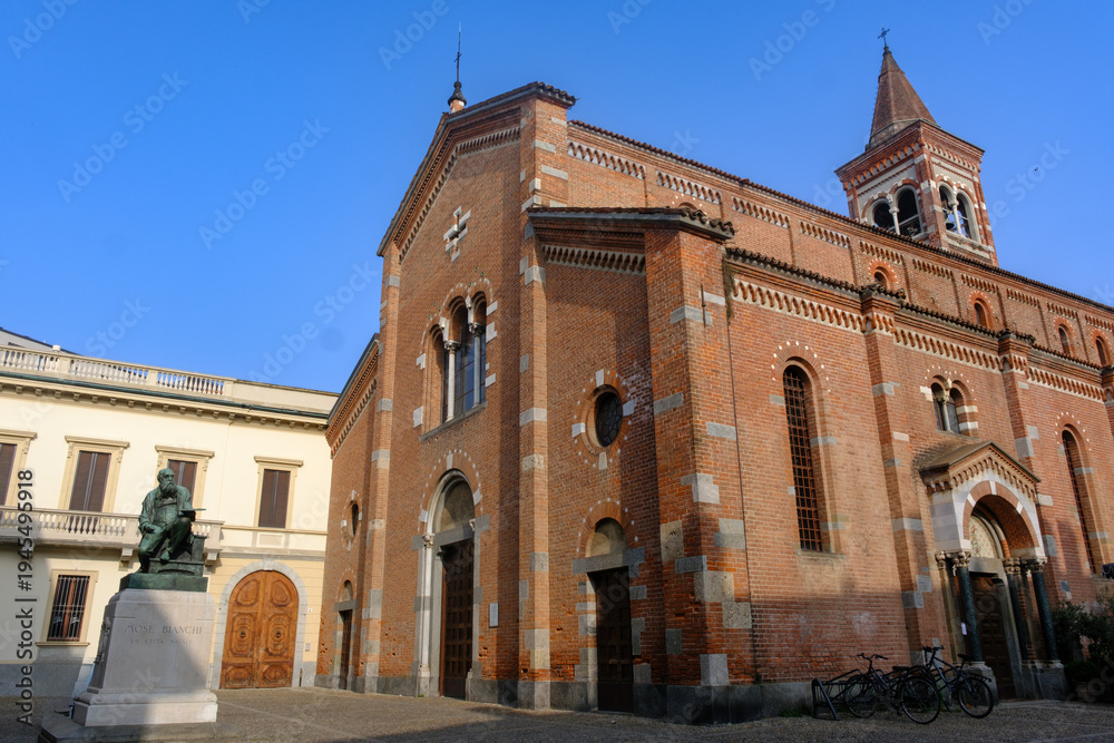 Fototapeta premium Old buildings along San Pietro Martire square in Monza, Brianza, Italy