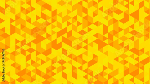 Yellow Orange Geometric Triangle Pattern Background, Abstract Polygon Mosaic Texture with Bright Modern Shapes, Seamless Triangular Design for Wallpaper, Packaging, Banner and Creative Graphic Layout