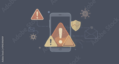 Smartphone Security Alert and Cyber Threat Warning Illustration
