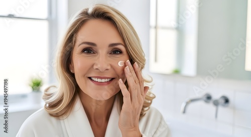 Woman Applying Anti-Aging Cream, Skincare Routine