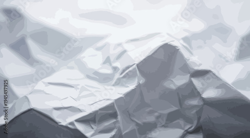 Crumpled silver aluminum foil sheet with wrinkled texture and reflective surface