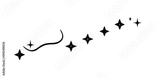 Glitter trail illustration with sparkling stars and curved line
