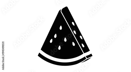 Clean graphic design of a fresh watermelon wedge, simple vector fruit icon for healthy eating concepts and summer themes