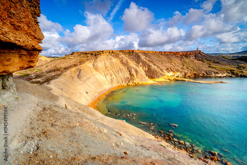 Bild auf Leinwand Amazing Qarraba Bay at sunset, popular tourist viewpoint in Malta