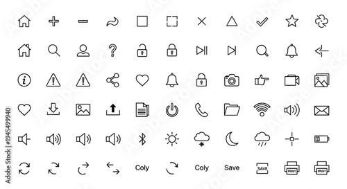 Collection of universal line icons for web and app interface