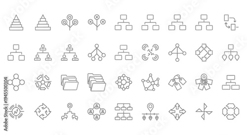 Business and startup icons representing growth, strategy, and teamwork