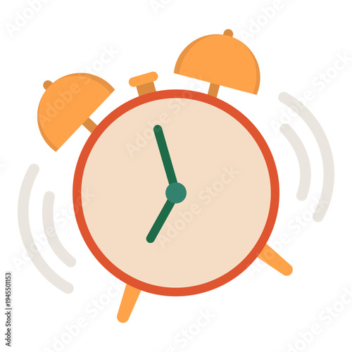Twin bell alarm clock ringing isolated vector icon