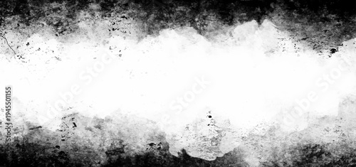 Black and White Grunge Border Texture with Distressed Ink Splatter Rough Edge Frame Abstract Background for Vintage Poster Design and Dramatic Text Layout