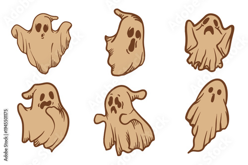 Vector Ghost Illustration Set For HallowenPrint