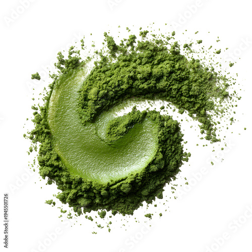 Green powder swirl design in a pile for a Transparent background PNG