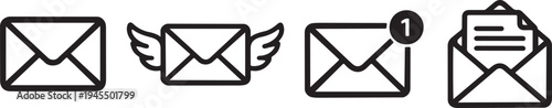 envelope message icon set email notification and delivery symbols vector illustration 