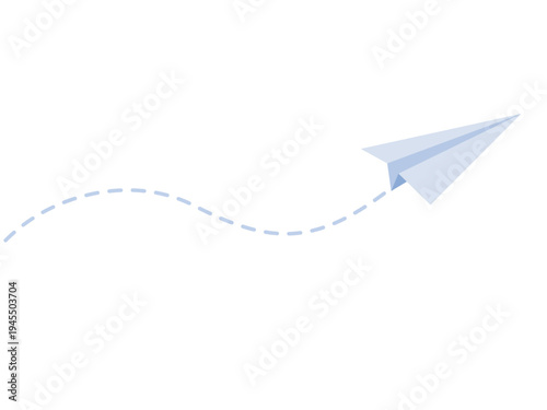 Simple folded paper plane flying