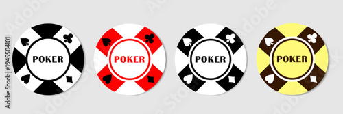 A set of classic poker chips in vector format. The casino's poker chip logo.Casino chips, Card Tokens, Poker chips