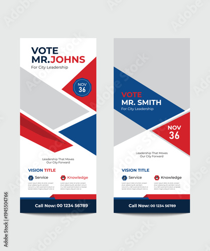 modern election rollup banner illustrator design. political election voting publicity banner design. editable promotion advertisement for x-banner, flyer, profile, brochure, display, vector layout tem