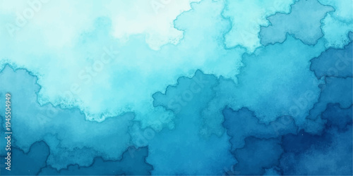 Abstract blue watercolor sky background with soft clouds light texture and vintage paper style atmosphere