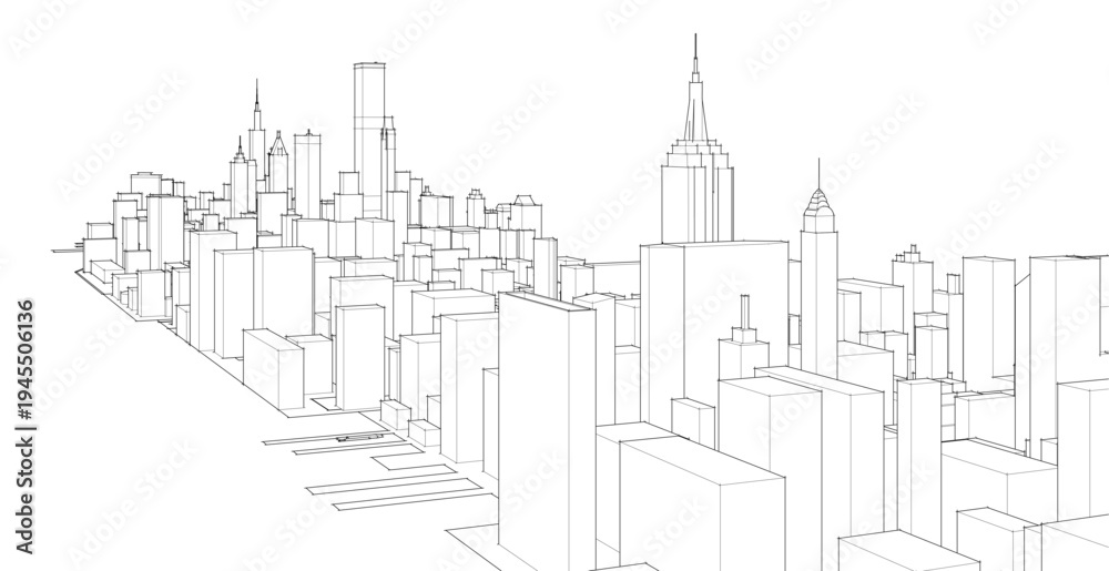 Obraz premium modern city panorama 3d illustration