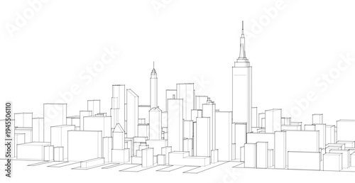 modern city panorama 3d illustration