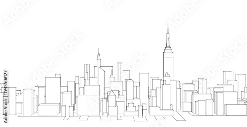 modern city panorama 3d illustration