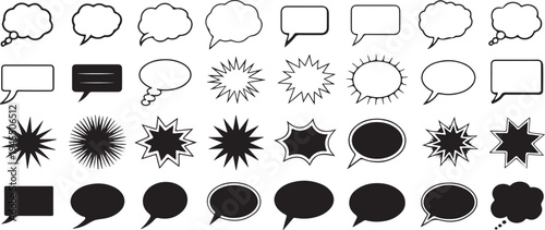 bubble burst and explosion shapes comic callouts vector set