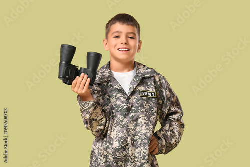 Cute little happy soldier w...