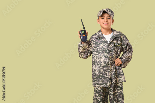 Cute little happy soldier w...