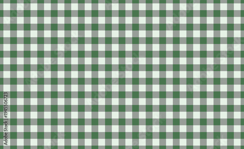 Green and white checkered gingham seamless pattern. Tablecloth design from squares. Traditional picnic textile for background elements and event decoration. Vector illustration