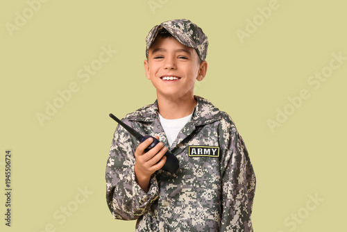 Cute little happy soldier w...