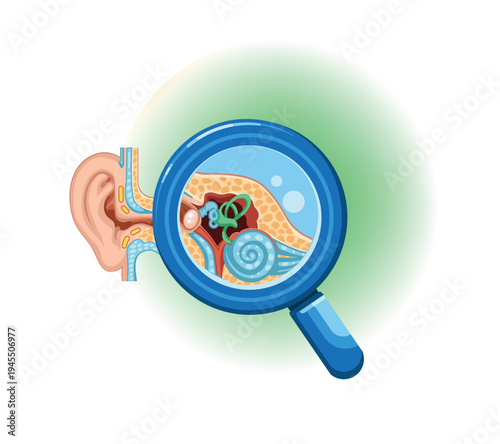 Human Ear Anatomy with Inner Ear Structure