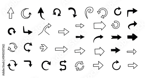 Collection of various arrow symbols and icons in different directions and styles
