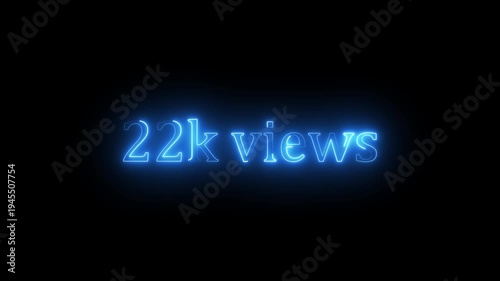 Beautiful Glowing 22k Views Icon Animation Neon Light Style Shiny Social Media Counter Graphic Motion Design Video. 22K Viral Video Views Animation | Eye-Catching Spiral Hypnotic Motion Background |