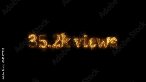Beautiful Glowing 35.2K Views Icon Animation Neon Light Style Shiny Social Media Counter Graphic Motion Design Video. 35.2K Viral Video Views Animation | Eye-Catching Spiral Hypnotic Motion 