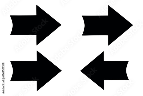 Four black arrows pointing in different directions on a white background