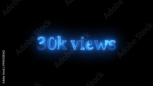 Beautiful Glowing 30k Views Icon Animation Neon Light Style Shiny Social Media Counter Graphic Motion Design Video. 30K Viral Video Views Animation | Eye-Catching Spiral Hypnotic Motion Background |