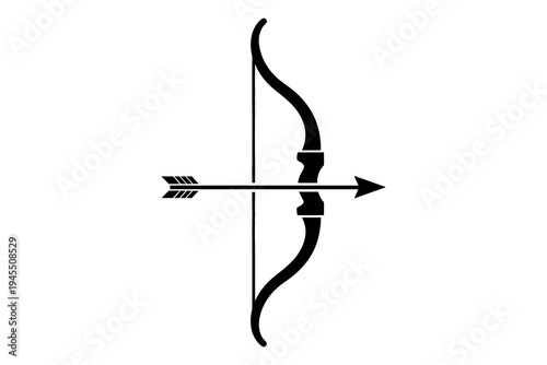 Archery equipment with bow and arrow in a ready position for shooting