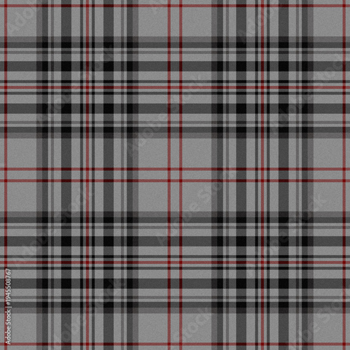 Tartan Scottish British Royal Plaid Flannel Fabric Checkered Black Gray Red Seamless Repeating Pattern 