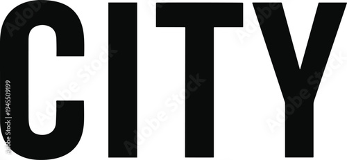 Modern black bold uppercase typography text city logo design isolated on white background for urban lifestyle branding, municipal development, metropolitan architecture, and corporate identity graphic