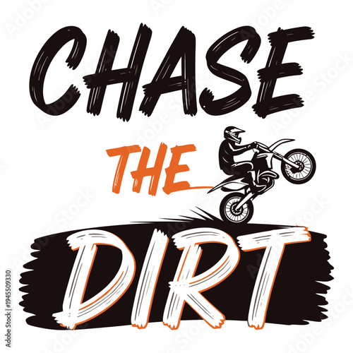 A motorcyclist riding on dirt track with bold typography and vibrant colors tshirt design
