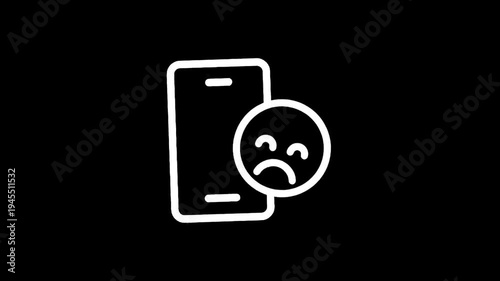Sad face icon next to a smartphone, representing negative user experience or phone problems