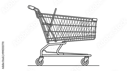 Shopping cart with four wheels.