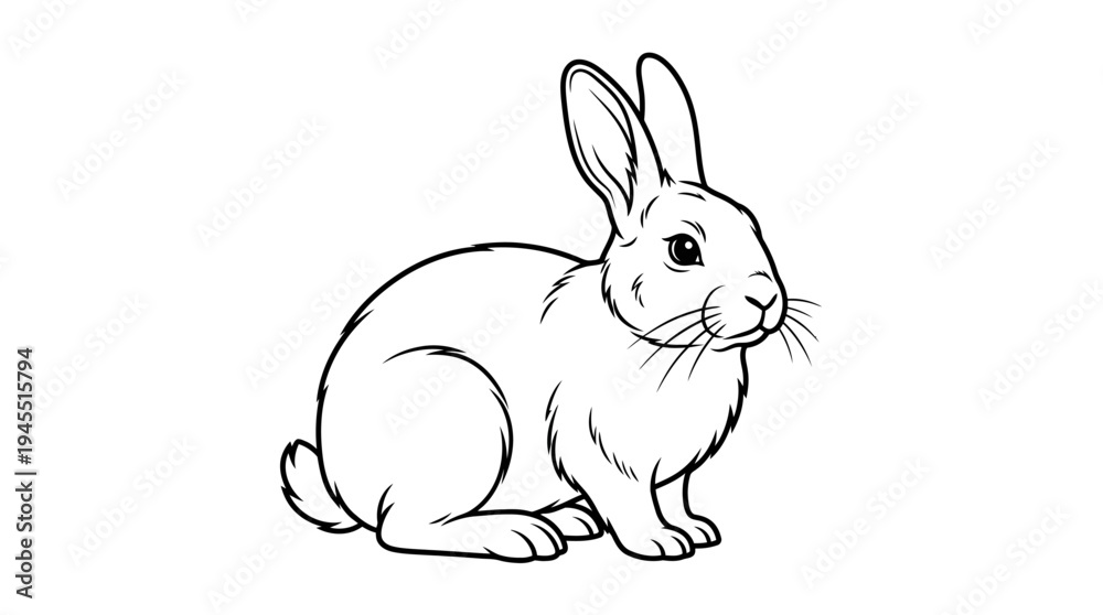 Fototapeta premium Cute rabbit sitting on ground.