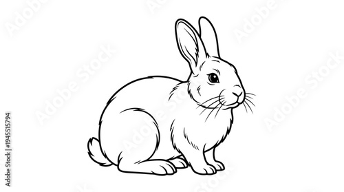 Cute rabbit sitting on ground.