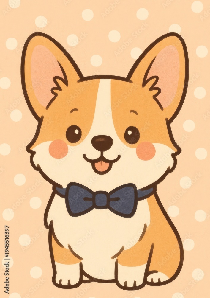 Obraz premium Cute corgi cartoon illustration.