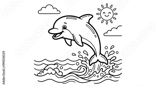 Dolphin jumping out of water happily.