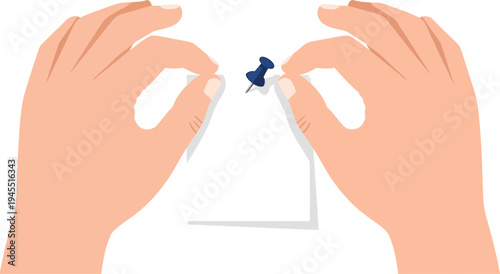 Person tearing paper with hands creating shape