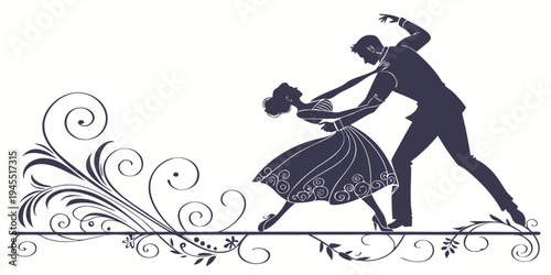 Elegant couple dancing together in a beautiful floral design