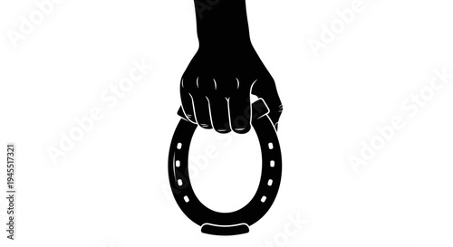Hand Holding Horseshoe Symbol of Luck and Good Fortune.